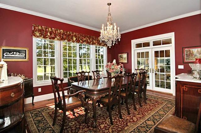 maroon color dining room
