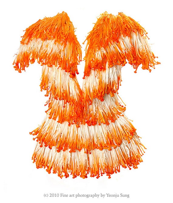 Dresses made of food winter mashroom
