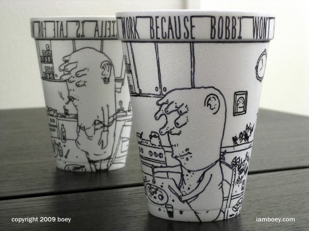 alien sketch paper cup
