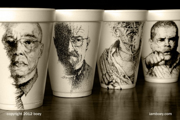 sketches on coffee cups