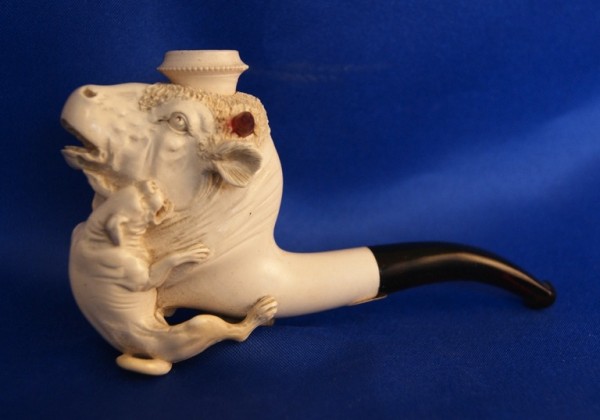 bull meerschaum carved pipe