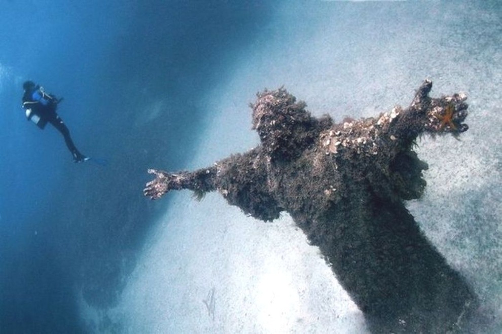 abandoned place Christ of the Abyss San Fruttuoso Italy