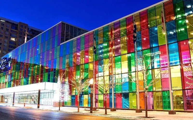 Palais des congrès de Montréal colorful buildings