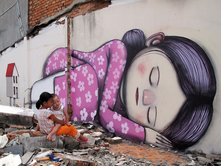 Mural children Ho Chi Minh City Vietnam