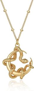 Gold Plated Dainty Snake Charm Pendant