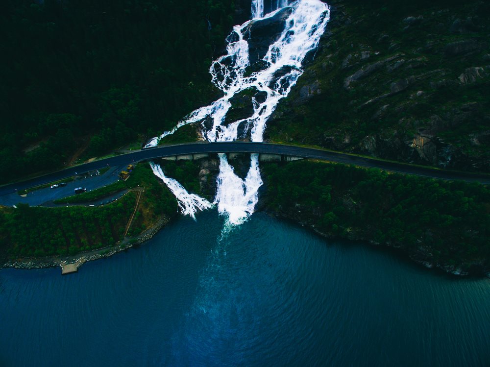 Langfossen Falls Beautiful Waterfalls