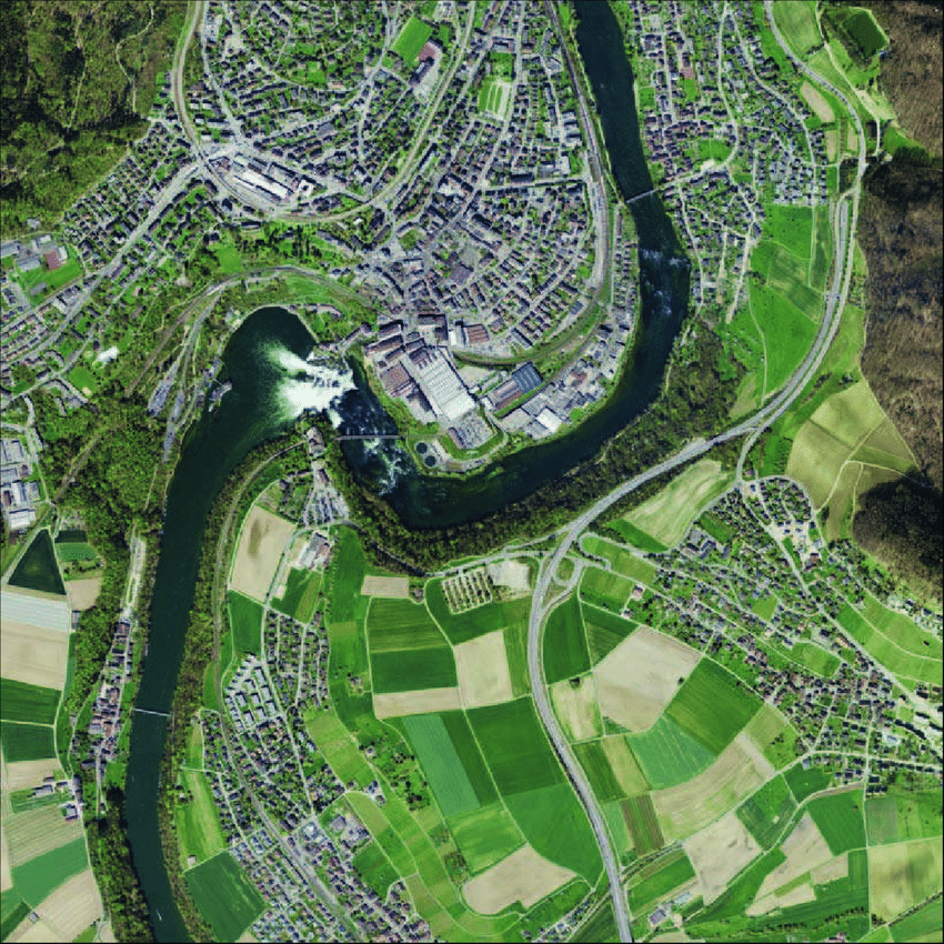 Rhine Falls aerial view
