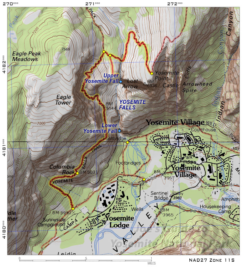 Yosemite Falls location map